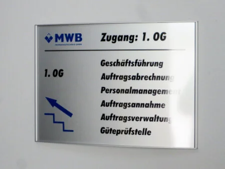 Wegweiser mit Pfeilsymbolen in einem Gebäude
